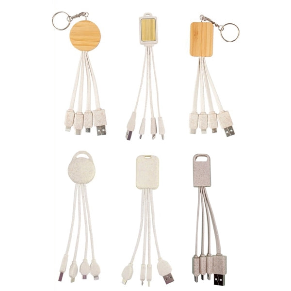 Eco Friendly Wheat Straw 4 In 1 Charging Cable With Type C