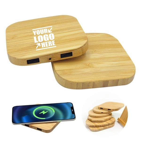 Bamboo 5W Wireless Charger With Dual Usb Ports