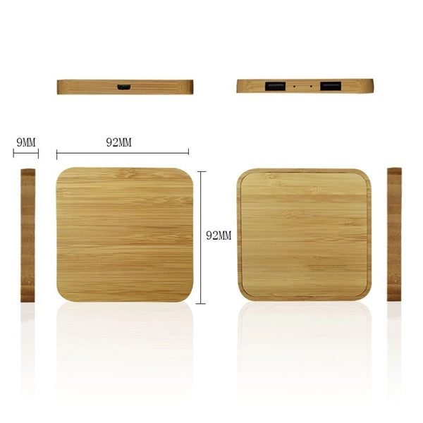 Bamboo 5W Wireless Charger With Dual Usb Ports