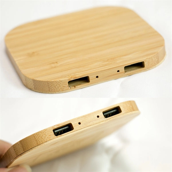 Bamboo 5W Wireless Charger With Dual Usb Ports