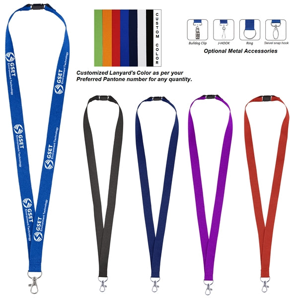 Lanyard with Metal Lobster Clip and Safety Clip-3/4"W x 35"