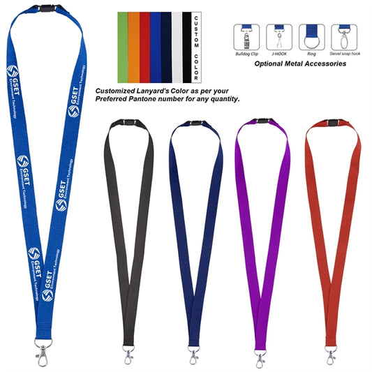 Lanyard with Metal Lobster Clip and Safety Clip-3/4"W x 35"