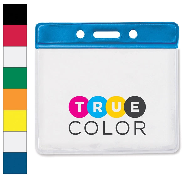 Horizontal Clear Vinyl Badge Holders with Color Bar