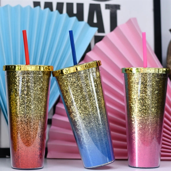Double Walled Gradient Glitter 24oz Tumbler