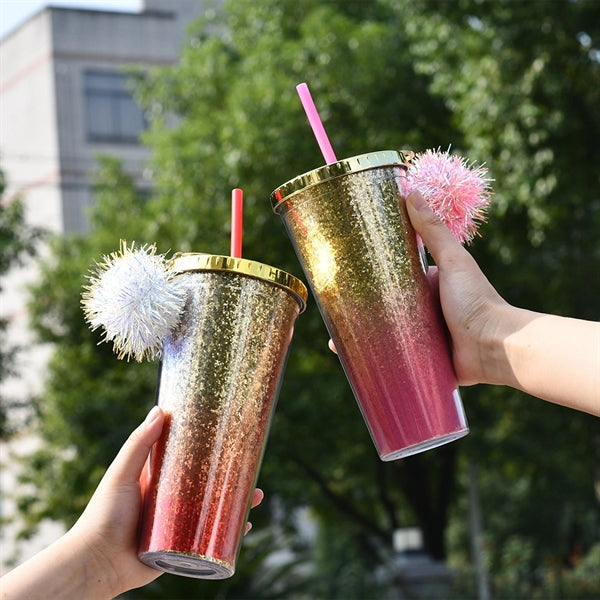 Double Walled Gradient Glitter 24oz Tumbler