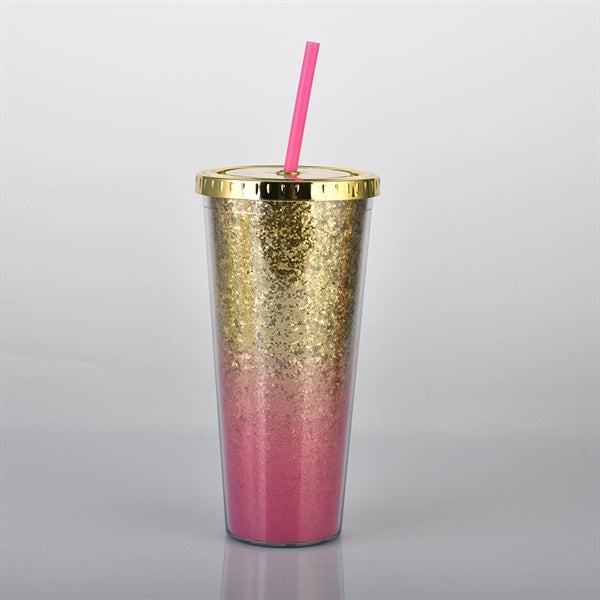 Double Walled Gradient Glitter 24oz Tumbler