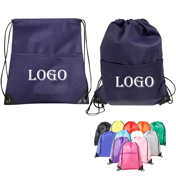 Non Woven Grocery Drawstring Backpack Zipper Bag