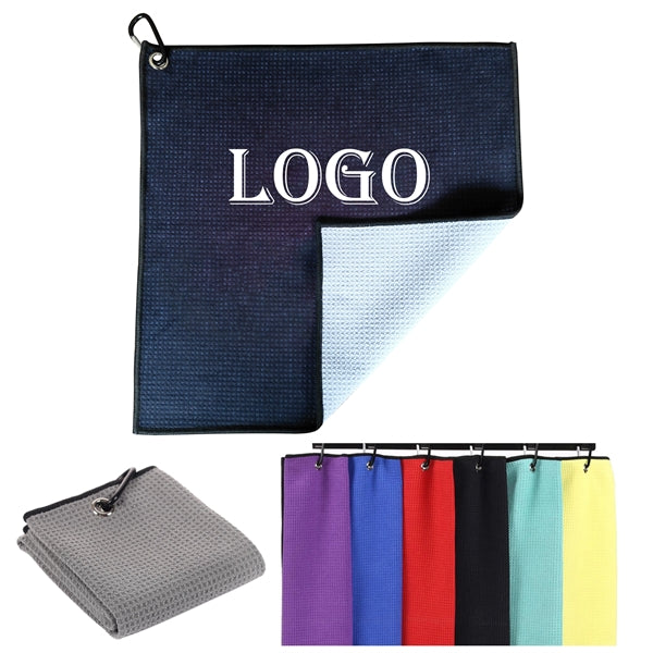 Microfiber Waffle Golf Towel with A Carabiner