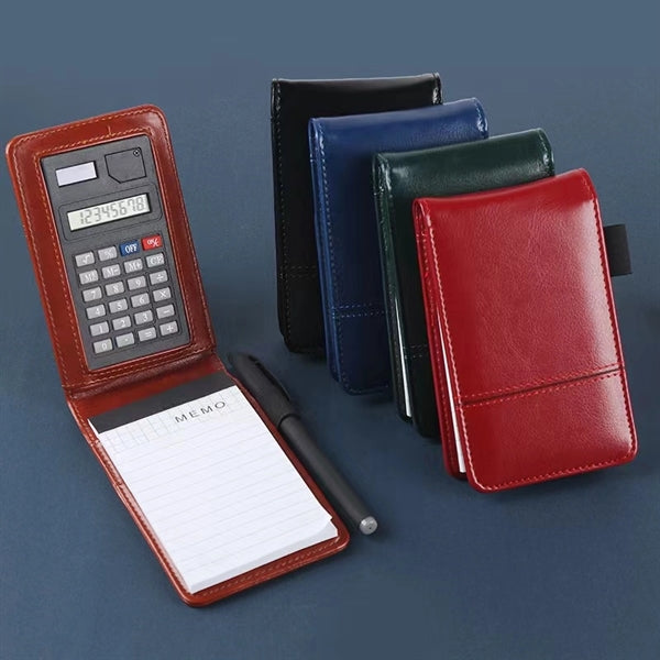 PU Leather Pocket Notebook Memo Pad With Calculator