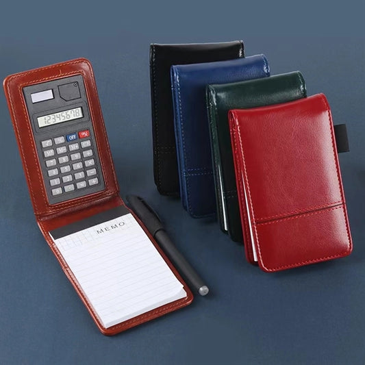 PU Leather Pocket Notebook Memo Pad With Calculator