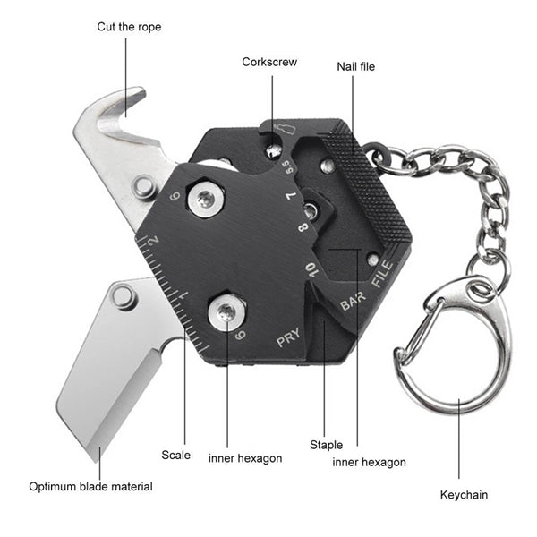 Multifunctional Hexagon Coin Tool Keychain