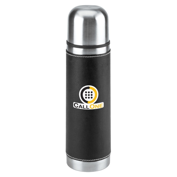 Leatherette Vacuum Bottle - 16 Oz.