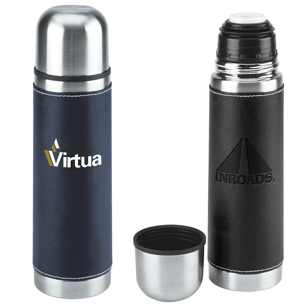Leatherette Vacuum Bottle - 16 Oz.