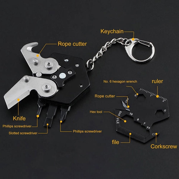 Mini Multifunctional Hexagon Coin Knife Keychain