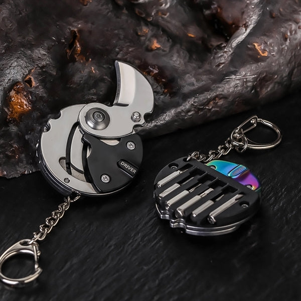 Mini Multifunctional Hexagon Coin Knife Keychain