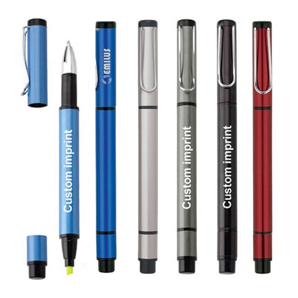 Dual Function Ballpoint Pen With Highlighter