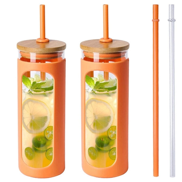 20oz Glass Water Bottle With Straw and Lid
