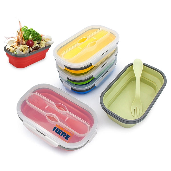 Collapsible Lunch Box With Lid & Spoon