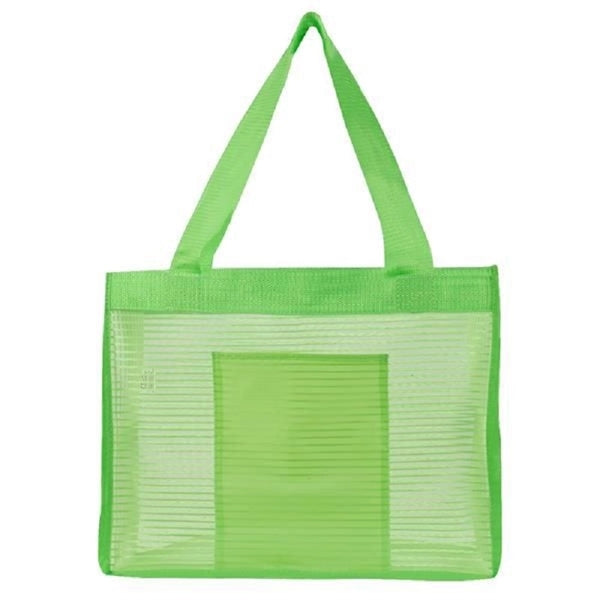 Large Striped Nylon Mesh Beach Bag Grocery Tote