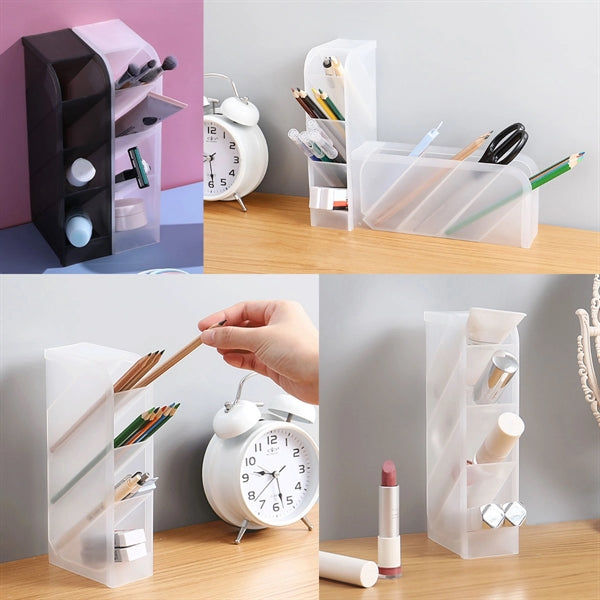 Versatile Plastic Pen Holder Desktop Organizer