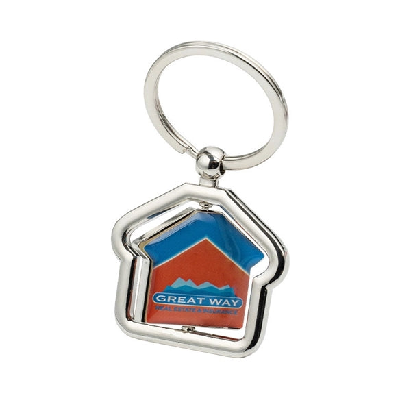 Spinning House Turntable Metal Key Ring