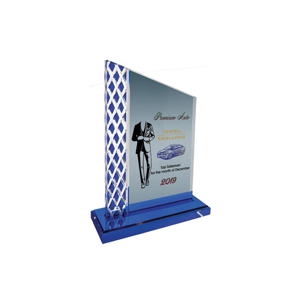 8" Blue Unite Diamond Ice Acrylic Award