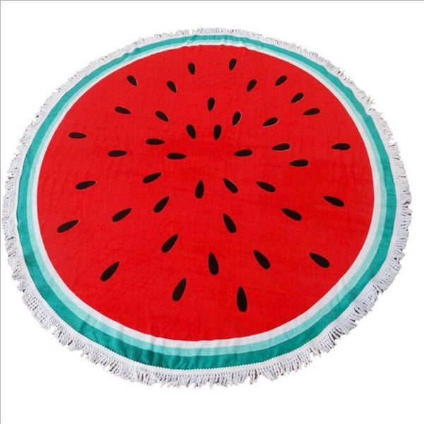 Full Color Round Beach & Picnic Towel With Fringe - 60"