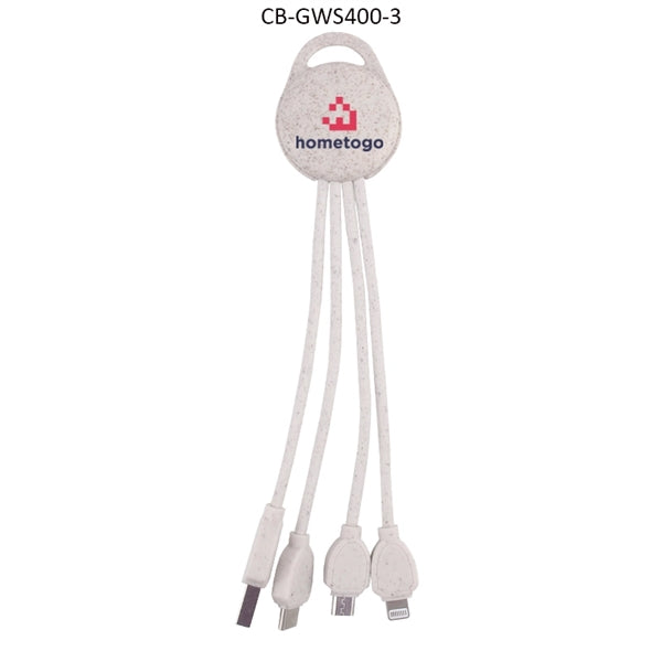 Eco Friendly Wheat Straw 4 In 1 Charging Cable With Type C