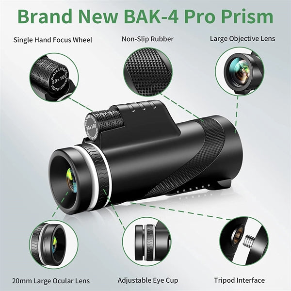 80 x 100 HD Monocular Telescope