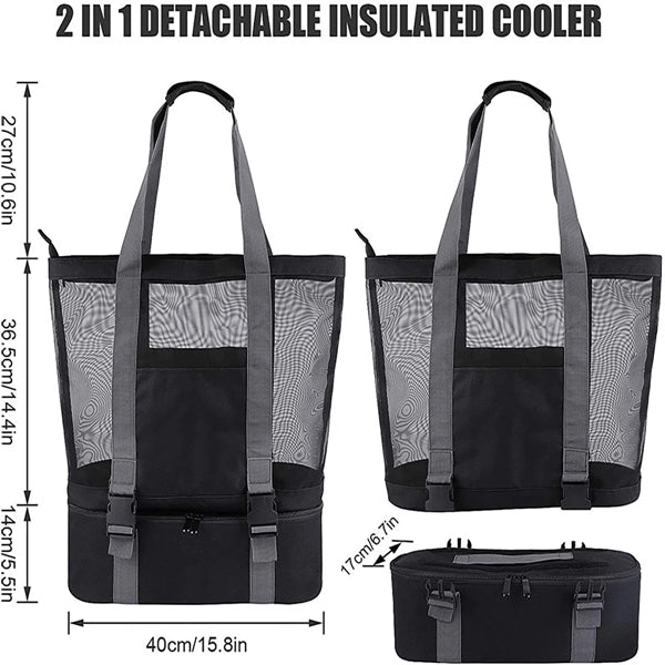 Mesh Tote Bag With Detachable Beach Cooler