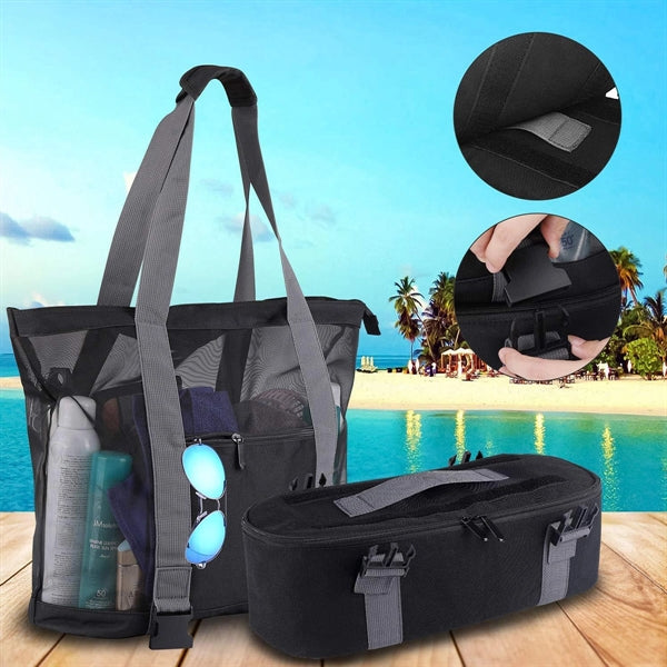 Mesh Tote Bag With Detachable Beach Cooler