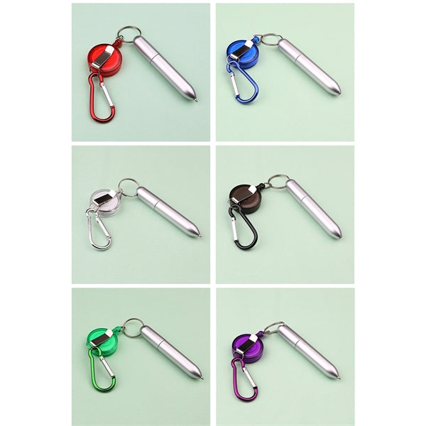 Retractable Badge Reel Ballpoint Pen With Carabiner