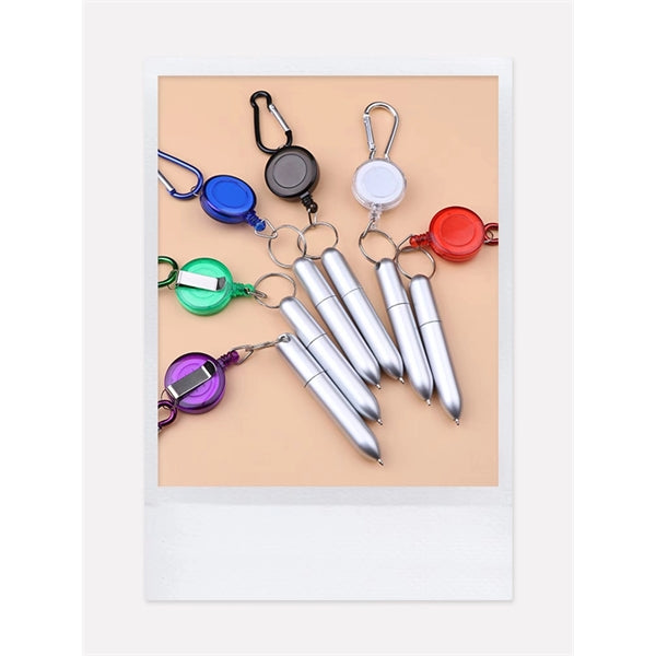 Retractable Badge Reel Ballpoint Pen With Carabiner