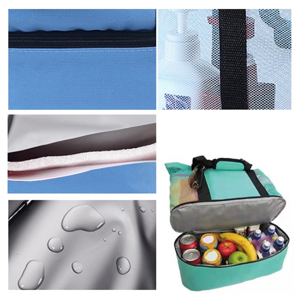 2 in 1 Mesh Beach Tote Bag With Insulated Cooler