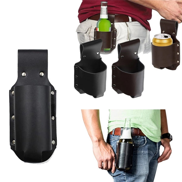 Classic PU Leather Belt Beer Water Bottle Holster