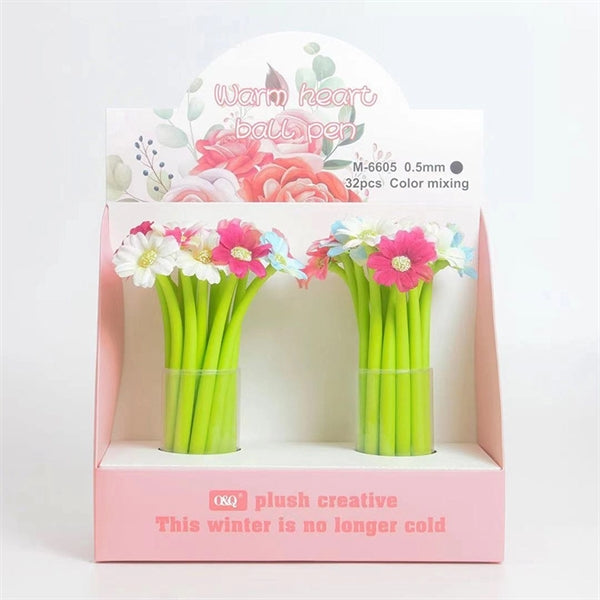 Black Gel Ink Flower Pen