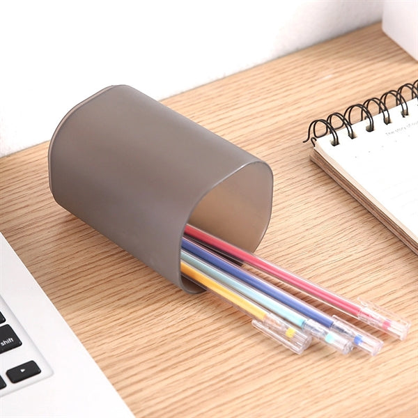Plastic Frosted Makeup Storage Desk Organizer Pen Container