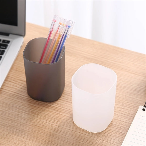 Plastic Frosted Makeup Storage Desk Organizer Pen Container