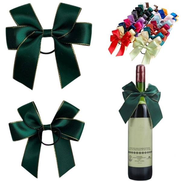 Satin Wine Bottle Double Bow