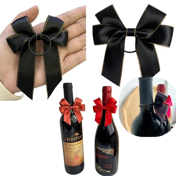 Satin Wine Bottle Double Bow
