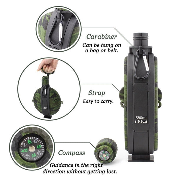 19 Oz. Portable collapsible Silicone Water Bottle