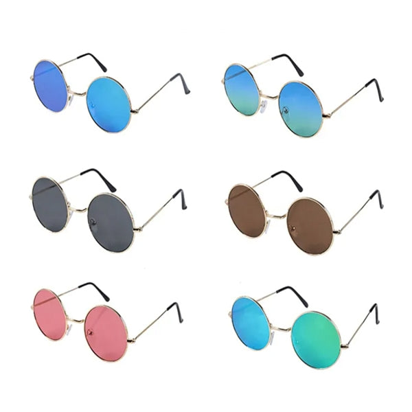 Round Frame Metal Sunglasses with Colored Lenses