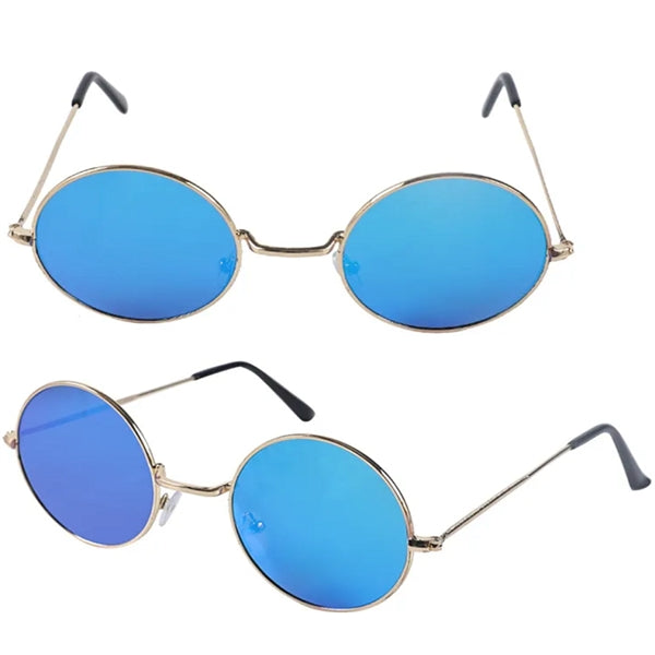 Round Frame Metal Sunglasses with Colored Lenses