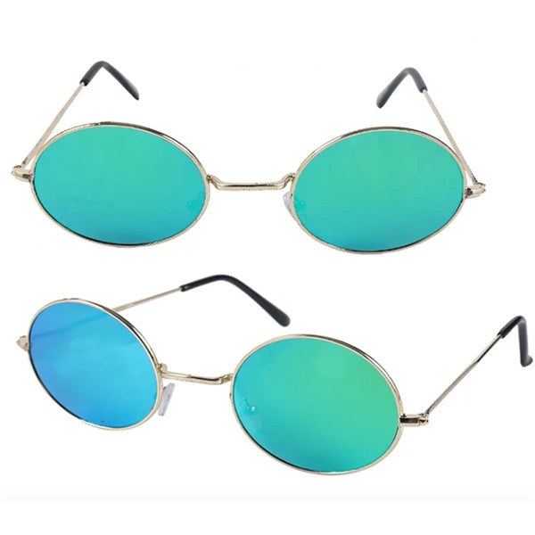 Round Frame Metal Sunglasses with Colored Lenses
