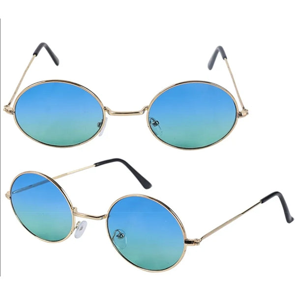 Round Frame Metal Sunglasses with Colored Lenses