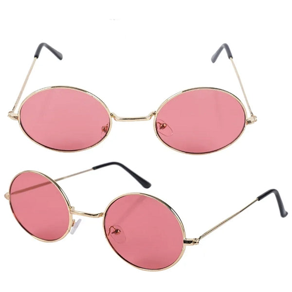 Round Frame Metal Sunglasses with Colored Lenses