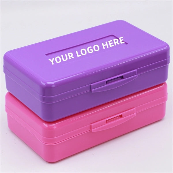 Candy Color Plastic Pencil Case Box with Lid Snap Closure