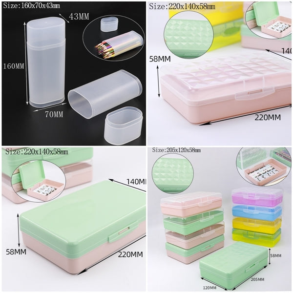 Candy Color Plastic Pencil Case Box with Lid Snap Closure