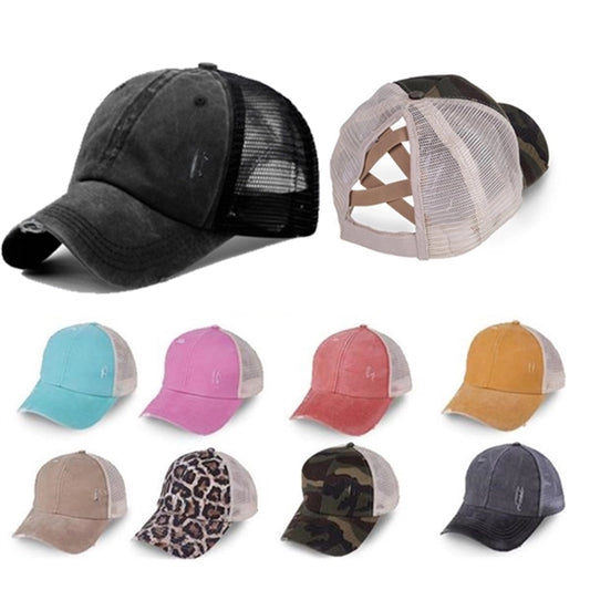 Distressed Ponytail Trucker Baseball Cap