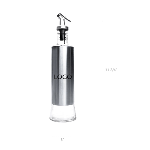 17 Oz Stainless Steel Dispenser Glass Bottle Oil Vinegar